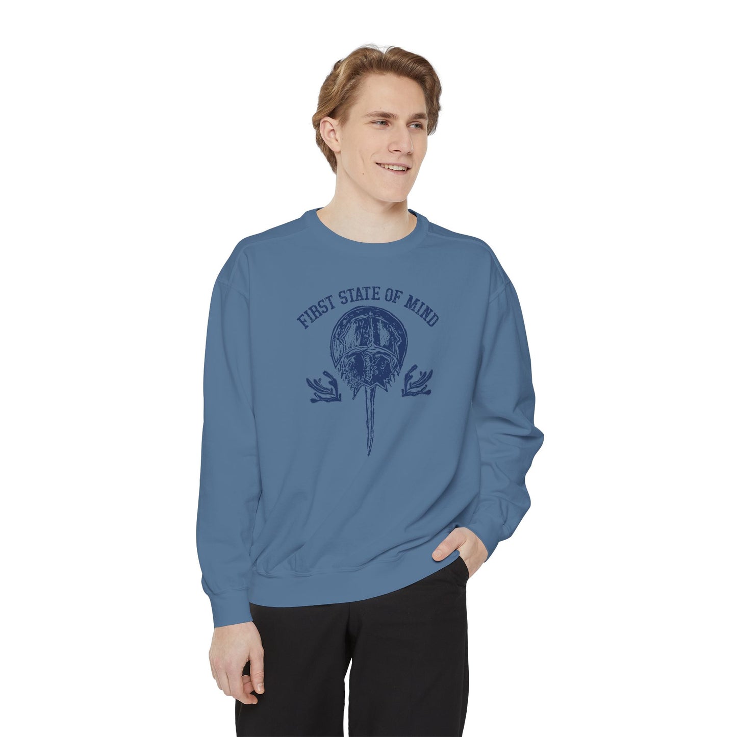 Horse Shoe Crab First State of Mind Unisex Garment-Dyed Sweatshirt