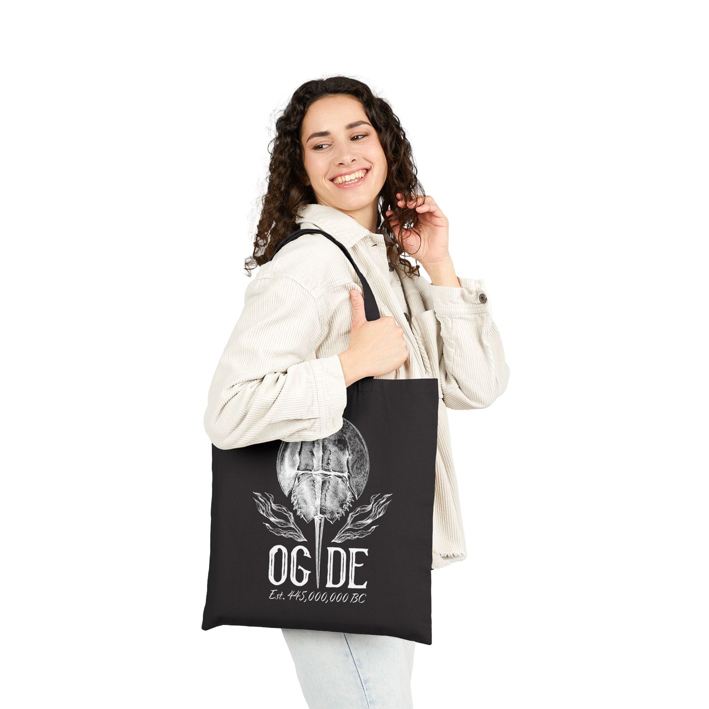 DE OG Horseshoe Crab Design Cotton Canvas Tote Bag