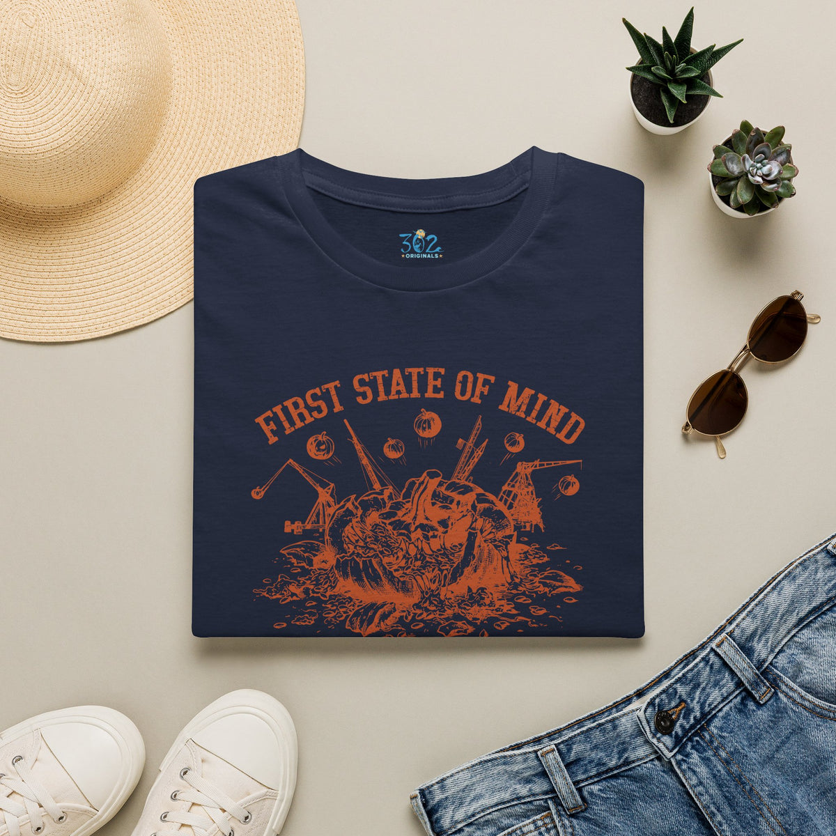 Delaware First State of Mind Pumpkin Chunkin Crew Neck Tee Dark