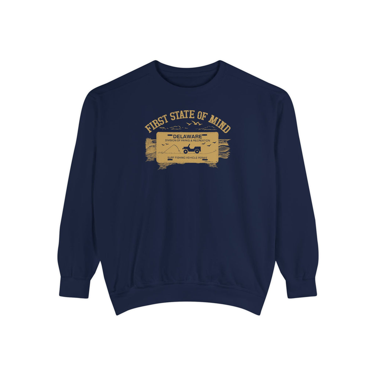 Delaware First State Surf Fishing Sweat Shirt Dark Colors