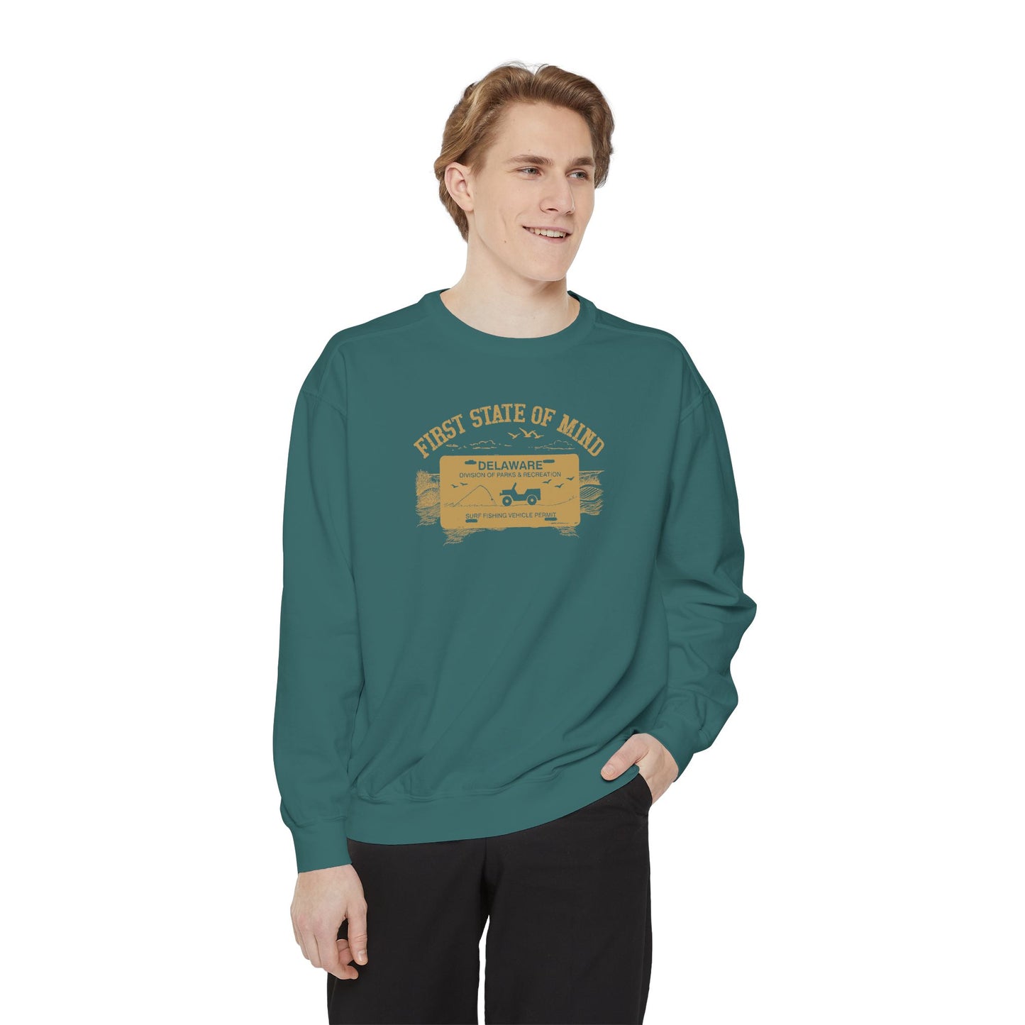 Delaware First State Surf Fishing Sweat Shirt Dark Colors