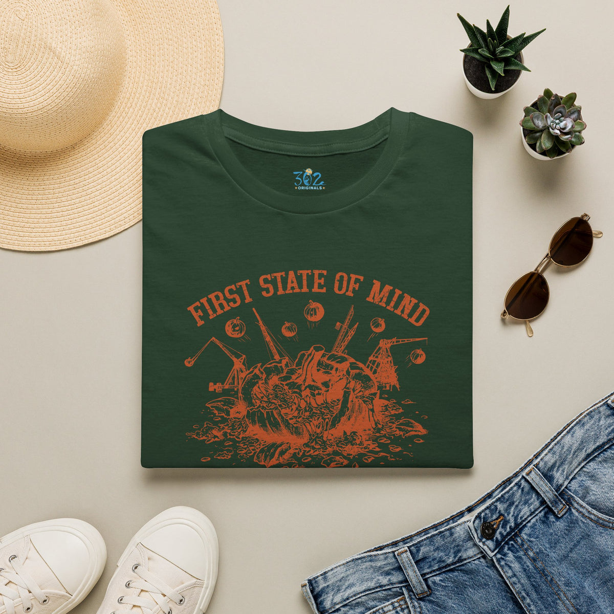 Delaware First State of Mind Pumpkin Chunkin Crew Neck Tee Dark
