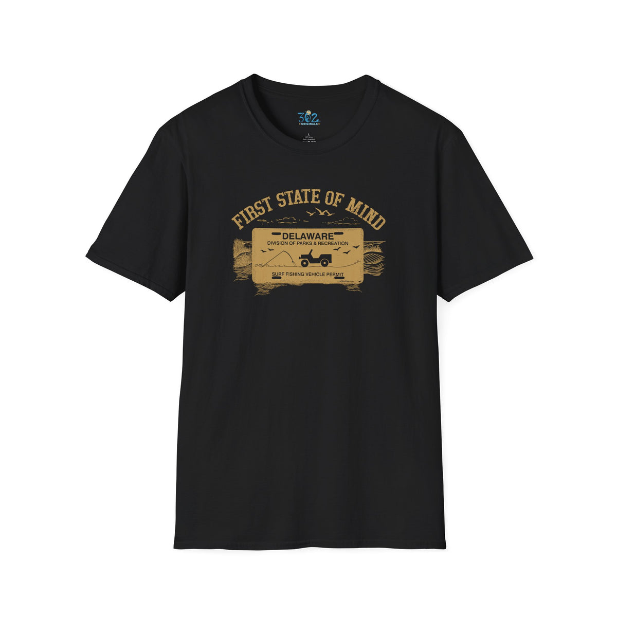 Delaware First State of Mind Surf Fishing Crew Neck Tee Dark