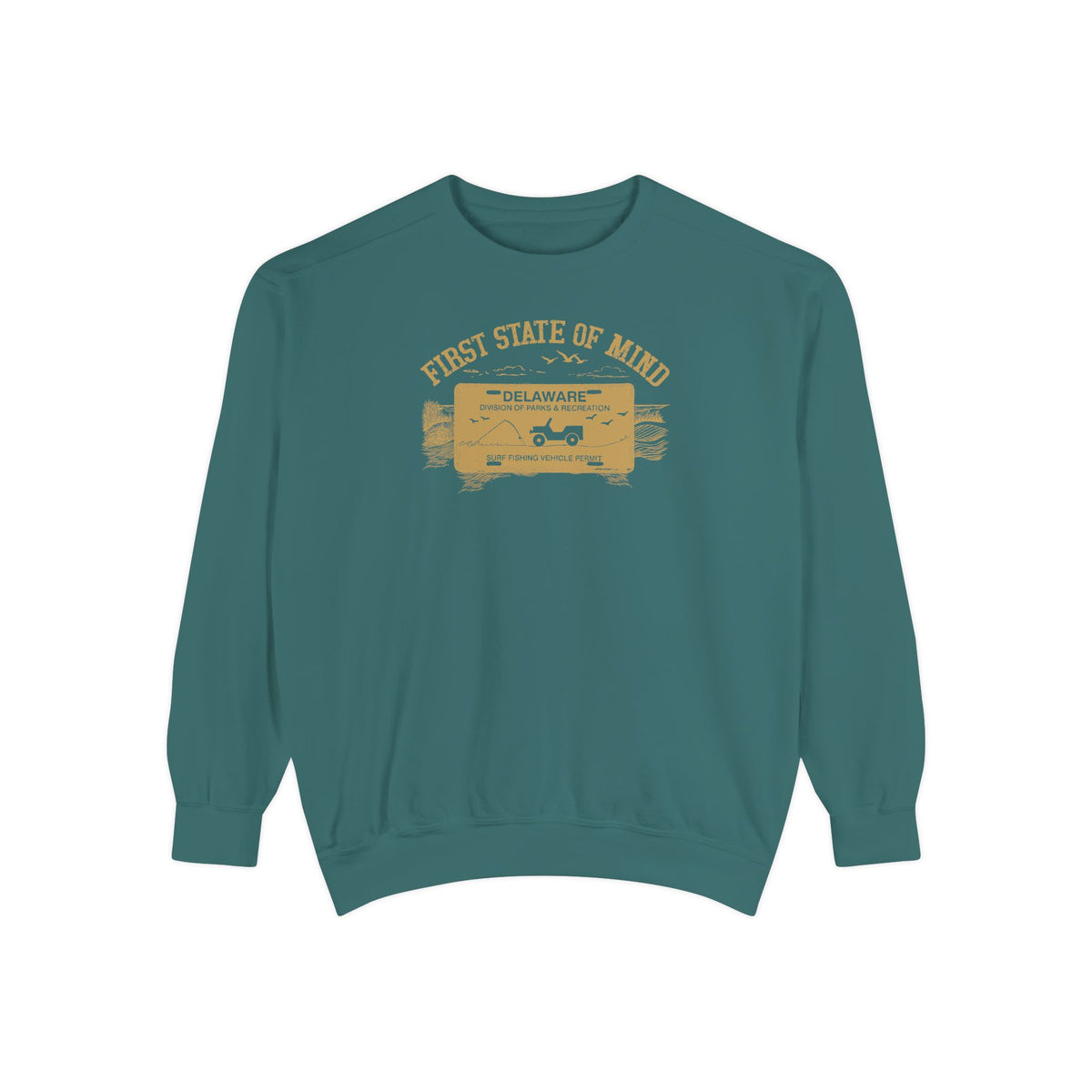Delaware First State Surf Fishing Sweat Shirt Dark Colors