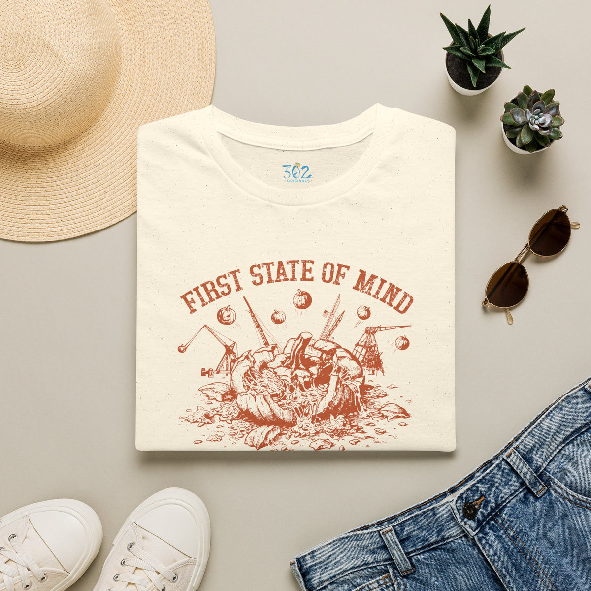 Delaware First State of Mind Pumpkin Chunkin Crew Neck Tee Dark
