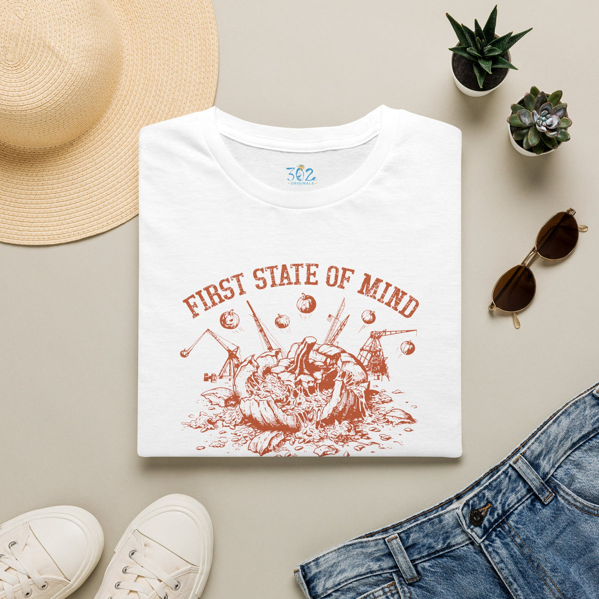 Delaware First State of Mind Pumpkin Chunkin Crew Neck Tee Dark