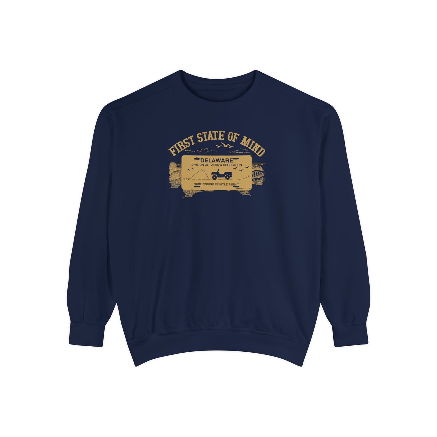 Delaware First State Surf Fishing Sweat Shirt Dark Colors