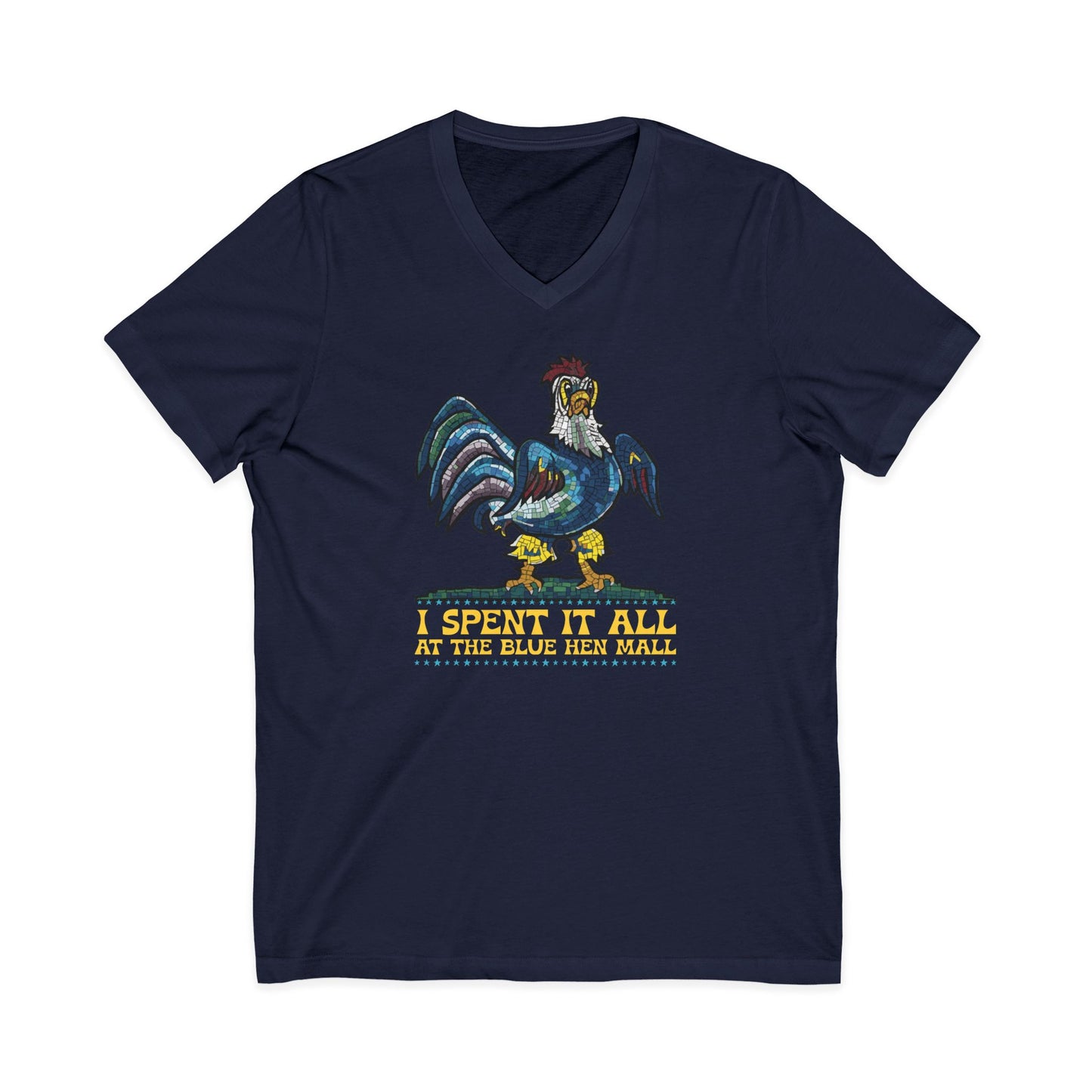 "Spent it All" Delaware Blue Hen Mall V-Neck Tee