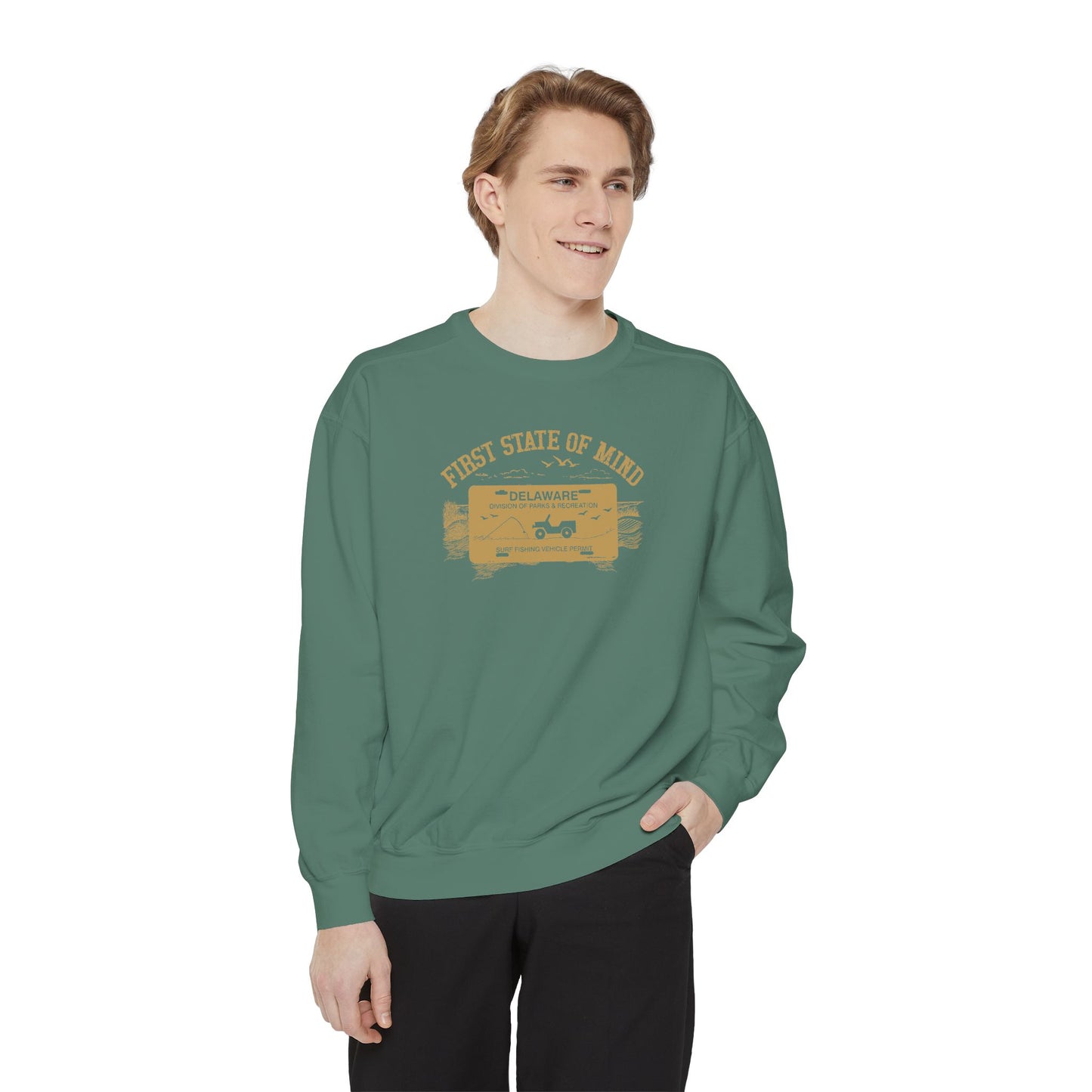Delaware First State Surf Fishing Sweat Shirt Dark Colors