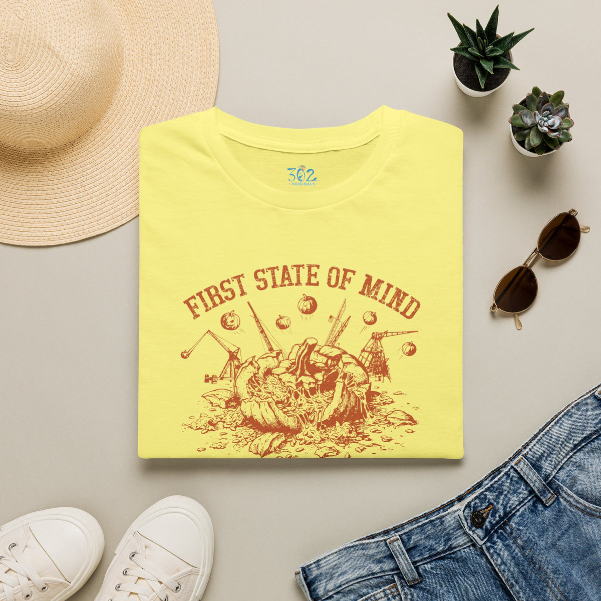 Delaware First State of Mind Pumpkin Chunkin Crew Neck Tee Dark
