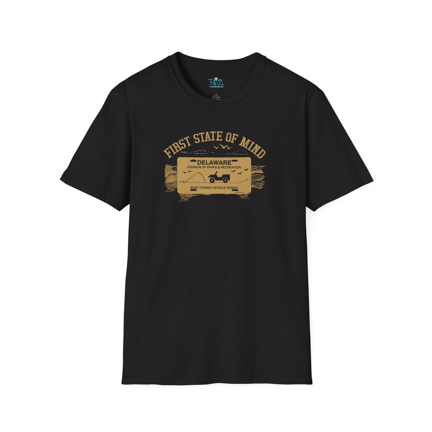 Delaware First State of Mind Surf Fishing Crew Neck Tee Dark