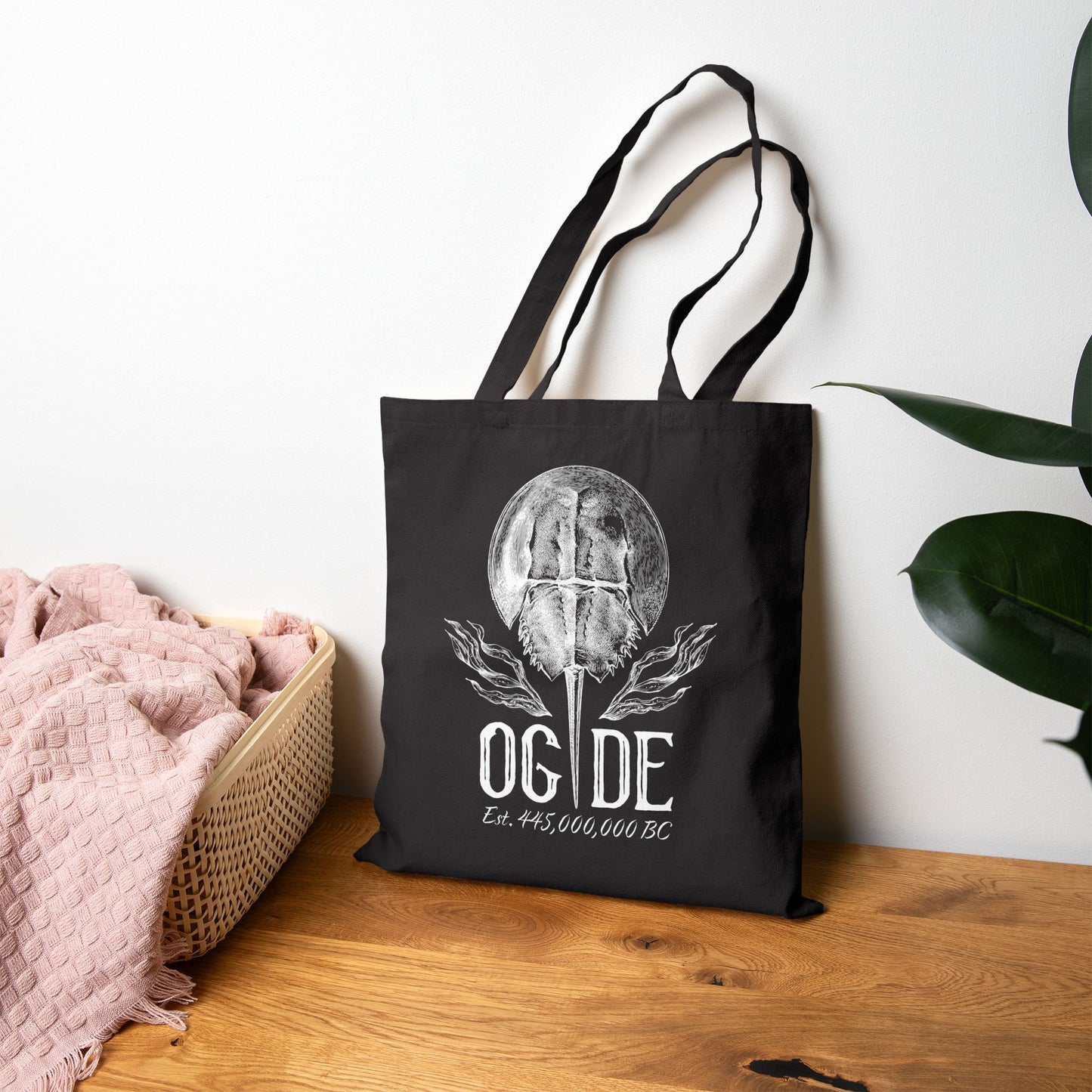 DE OG Horseshoe Crab Design Cotton Canvas Tote Bag
