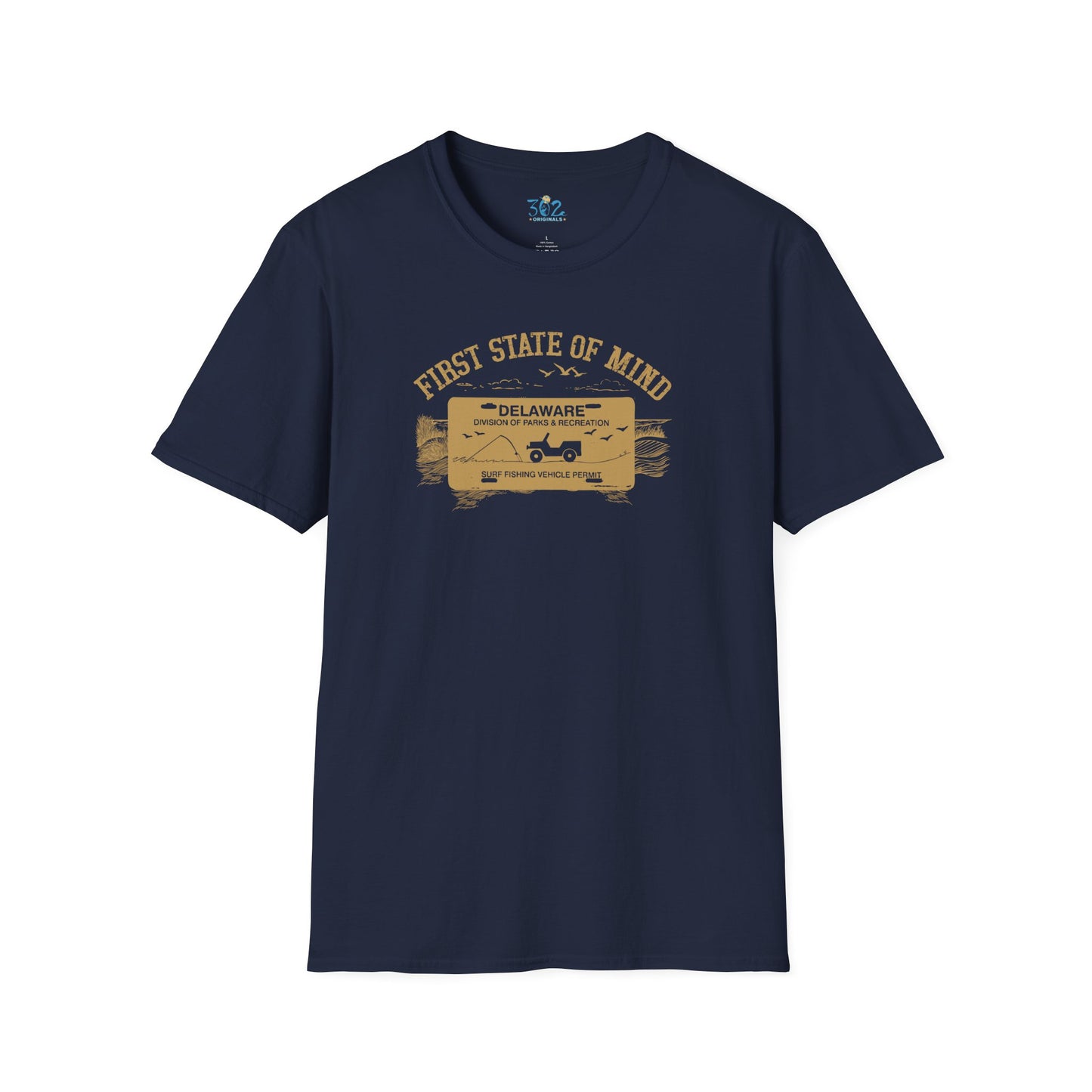 Delaware First State of Mind Surf Fishing Crew Neck Tee Dark