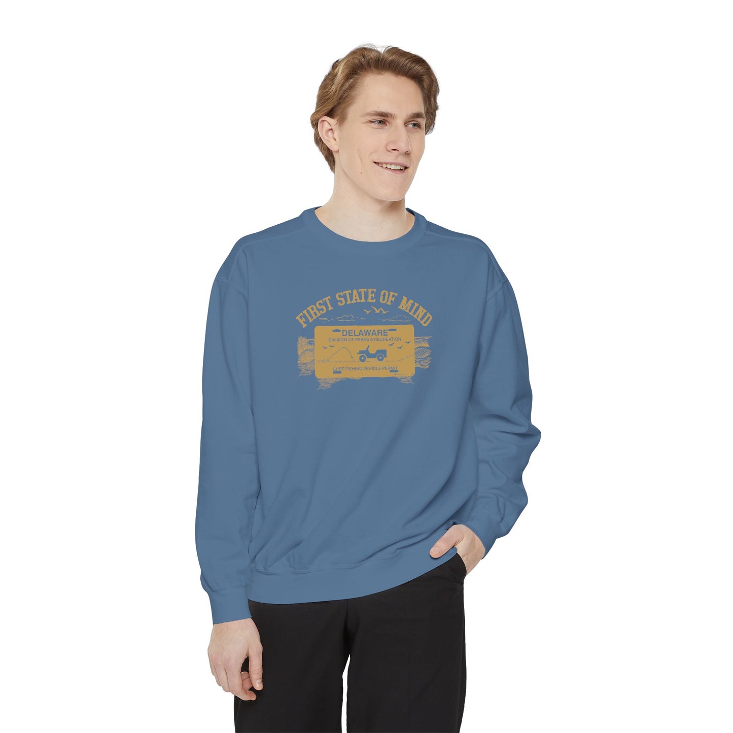 Delaware First State Surf Fishing Sweat Shirt Dark Colors