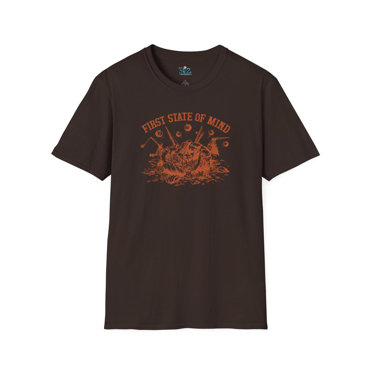 Delaware First State of Mind Pumpkin Chunkin Crew Neck Tee Dark