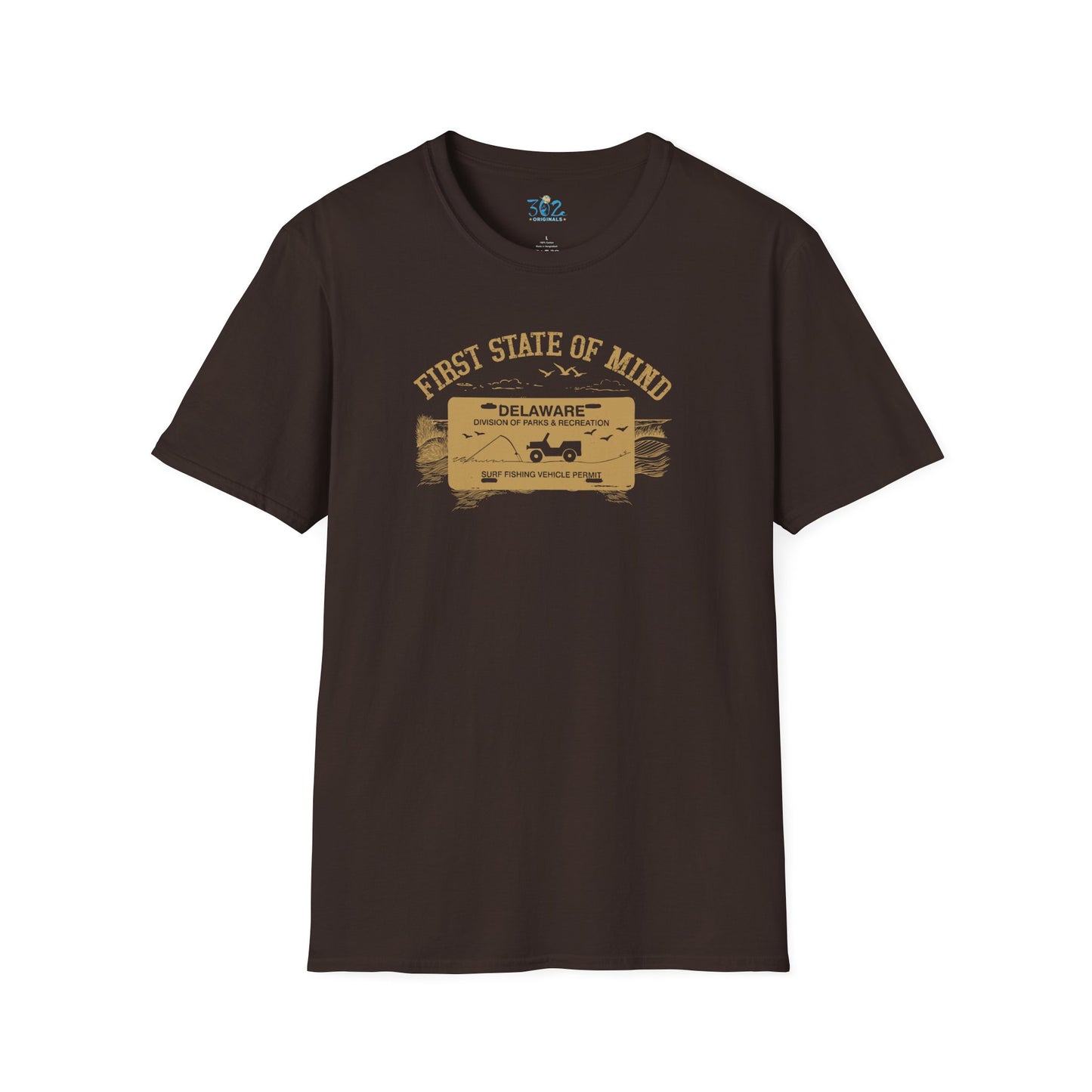 Delaware First State of Mind Surf Fishing Crew Neck Tee Dark