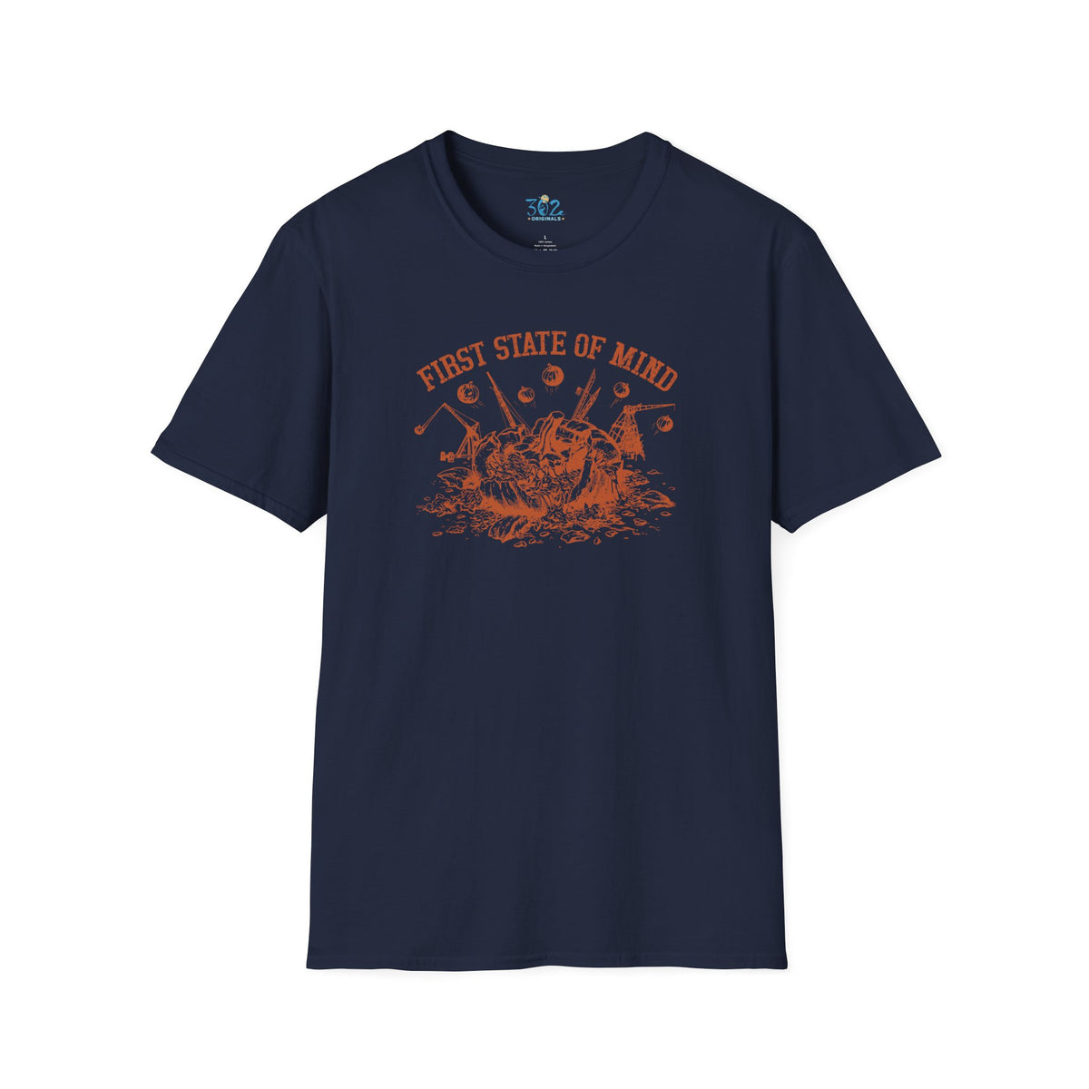 Delaware First State of Mind Pumpkin Chunkin Crew Neck Tee Dark