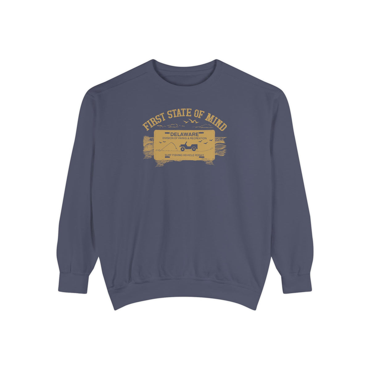 Delaware First State Surf Fishing Sweat Shirt Dark Colors