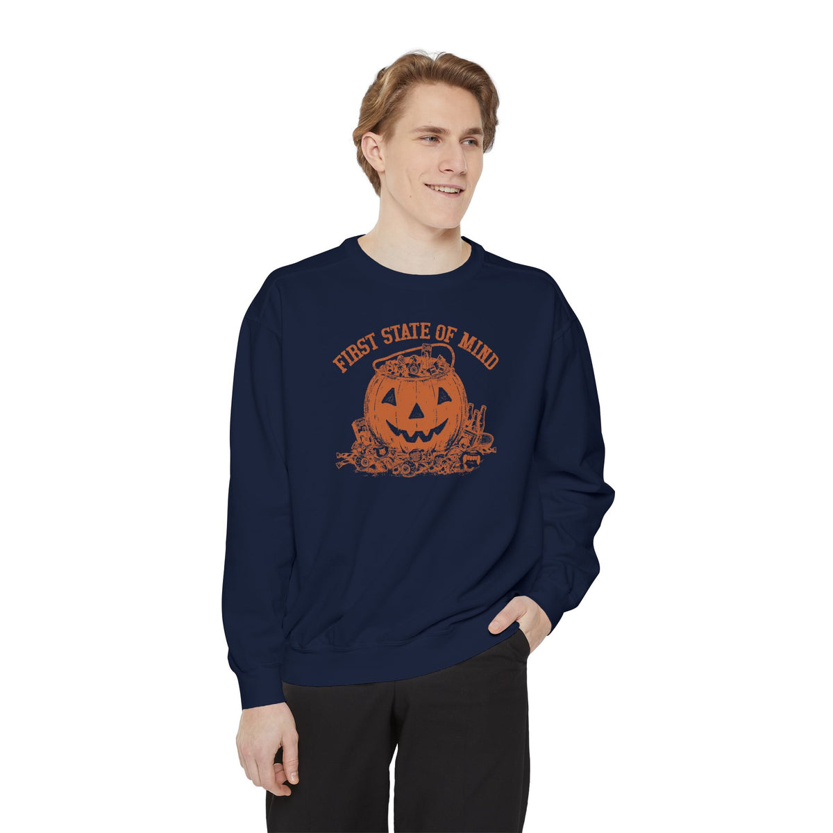 First State of Mind Halloween Pumpkin & Candy Sweat Shirt | 302 Originals