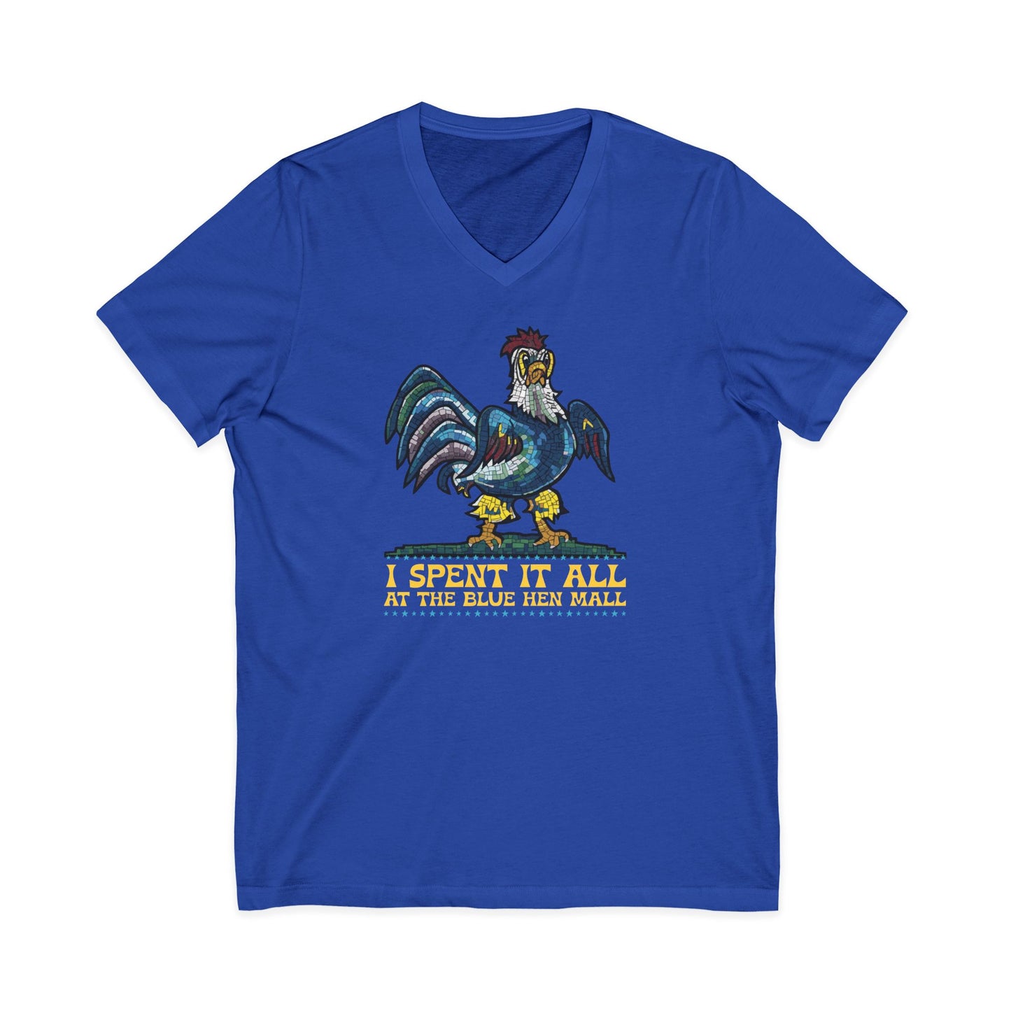 "Spent it All" Delaware Blue Hen Mall V-Neck Tee