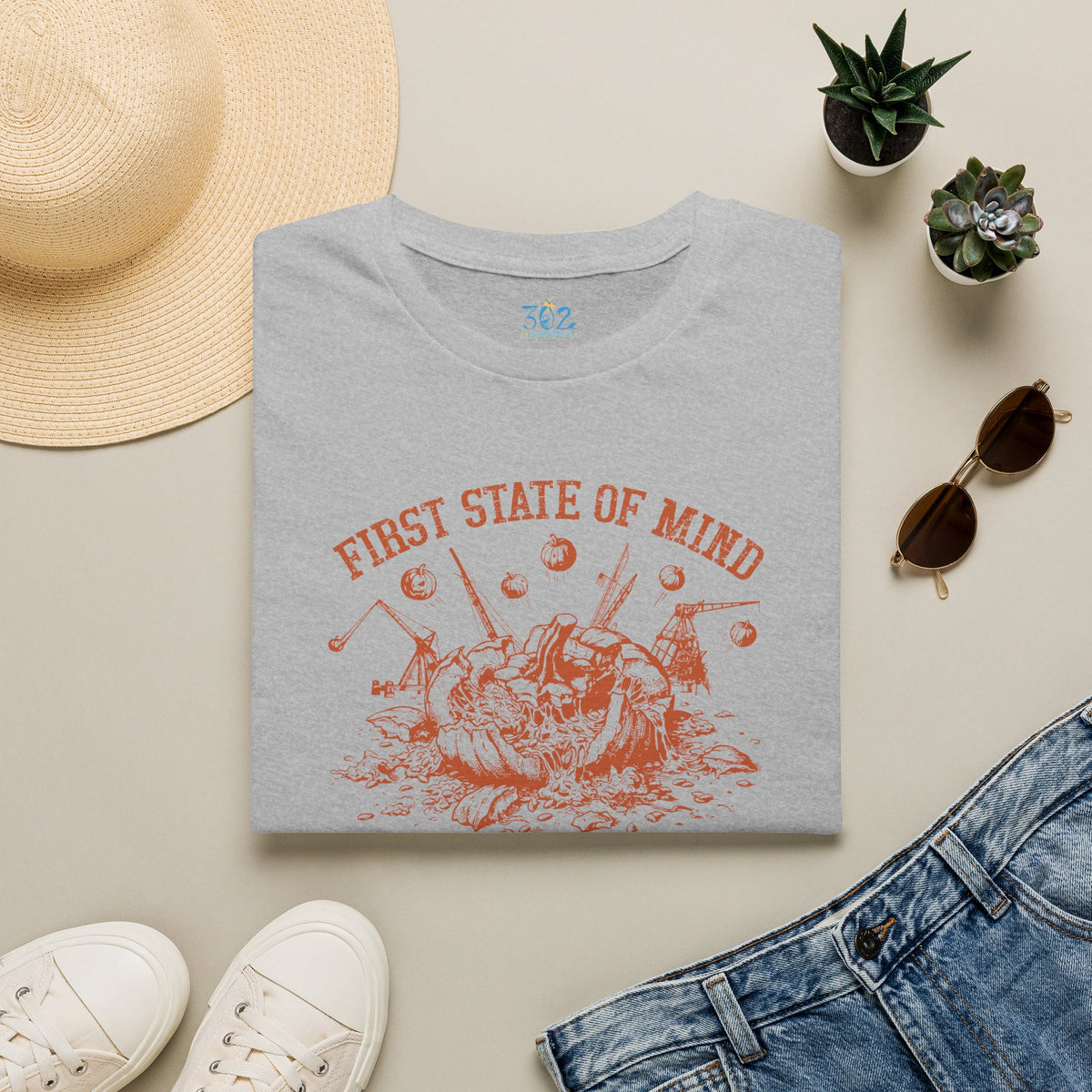 Delaware First State of Mind Pumpkin Chunkin Crew Neck Tee Dark