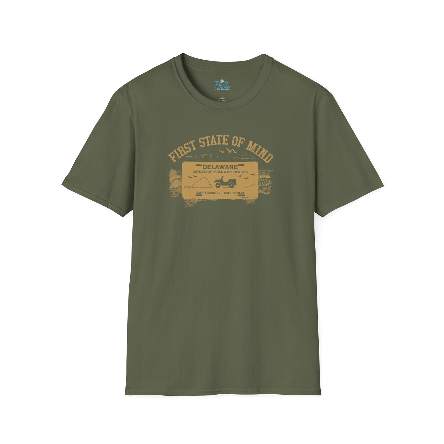 Delaware First State of Mind Surf Fishing Crew Neck Tee Dark