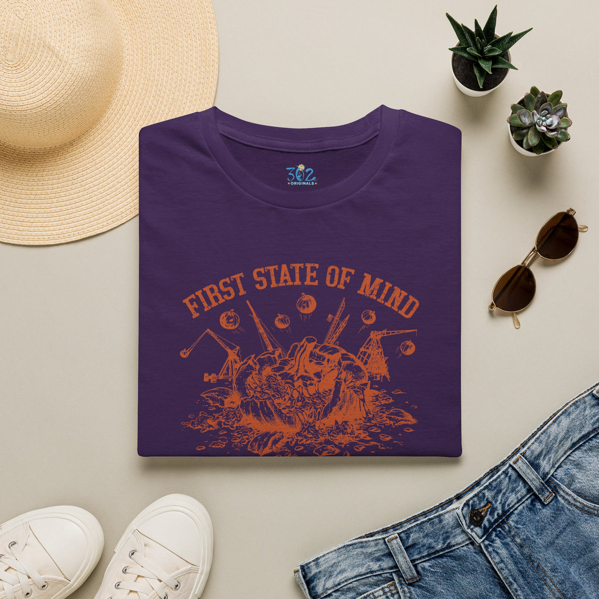Delaware First State of Mind Pumpkin Chunkin Crew Neck Tee Dark