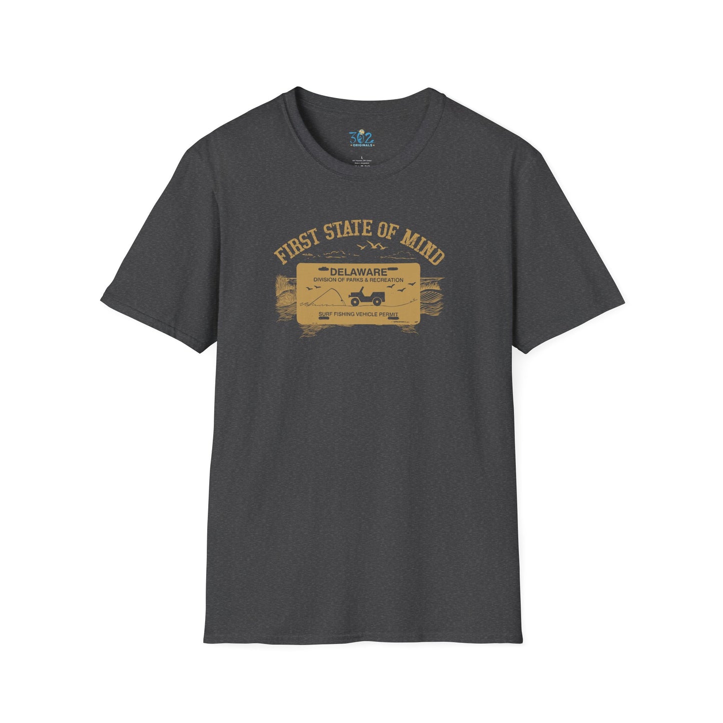 Delaware First State of Mind Surf Fishing Crew Neck Tee Dark