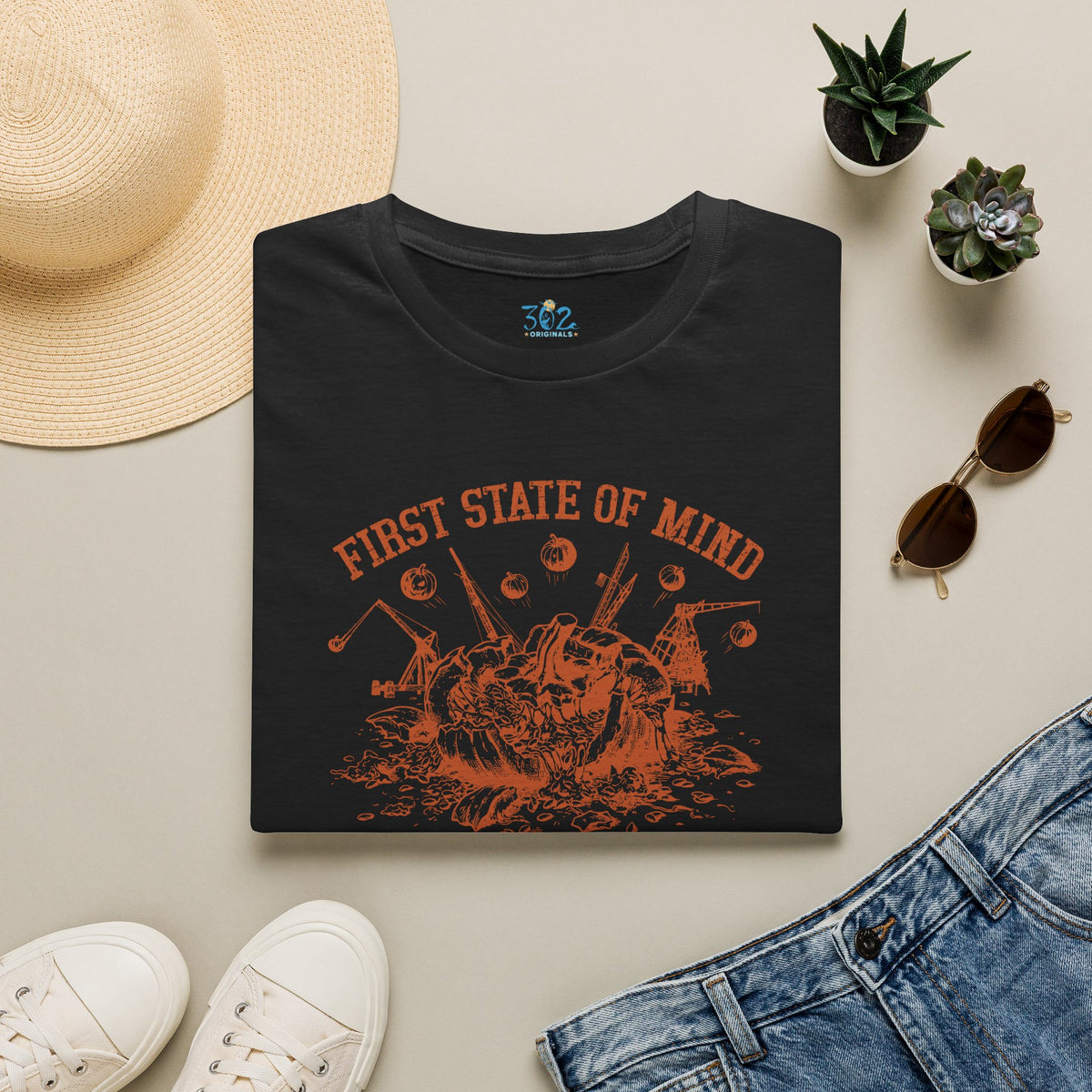Delaware First State of Mind Pumpkin Chunkin Crew Neck Tee Dark