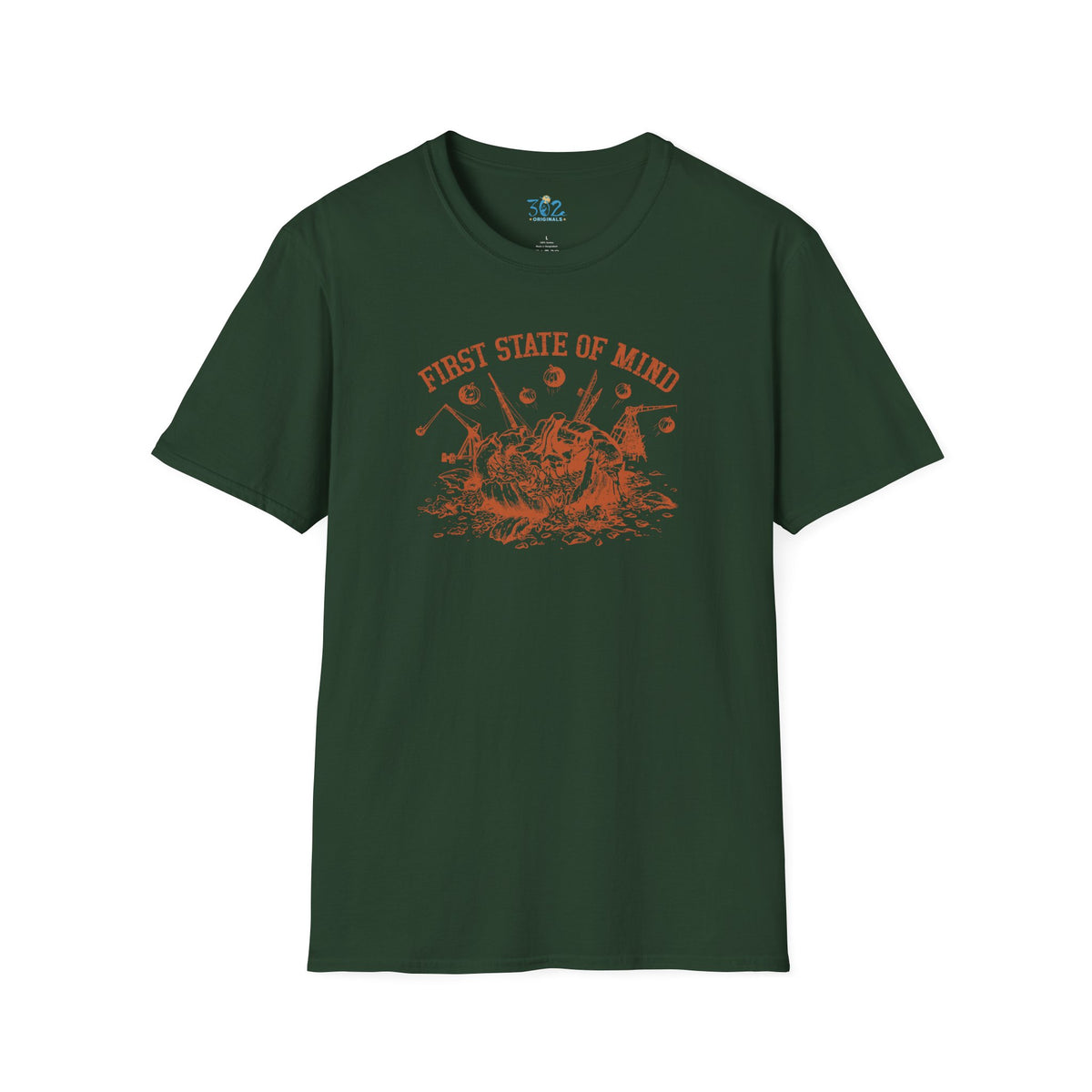 Delaware First State of Mind Pumpkin Chunkin Crew Neck Tee Dark