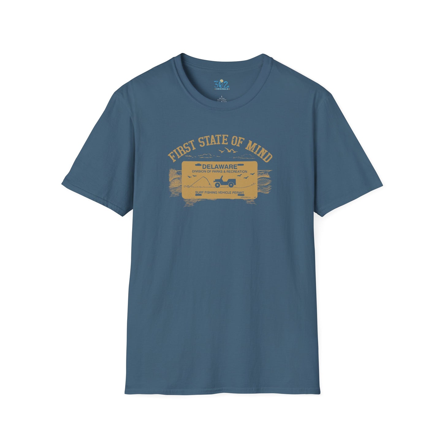 Delaware First State of Mind Surf Fishing Crew Neck Tee Dark