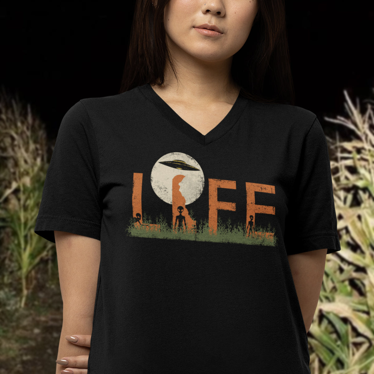 Delaware Alien LIFE V-Neck T-Shirt | First State of Mind
