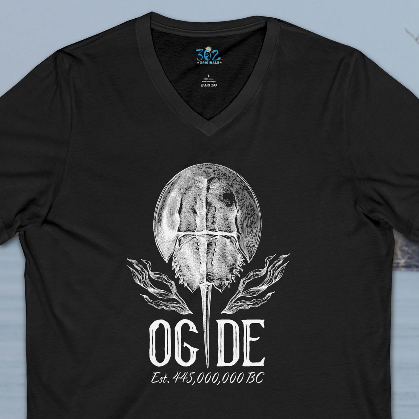 OG DE Horse Shoe Crab V-Neck Tee front