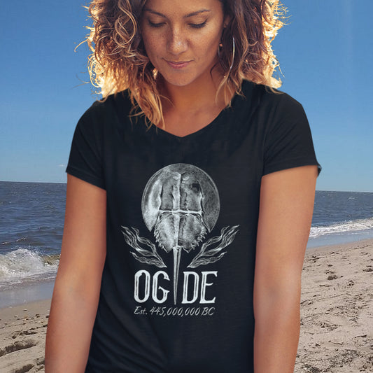 OG DE Horse Shoe Crab V-Neck Tee front