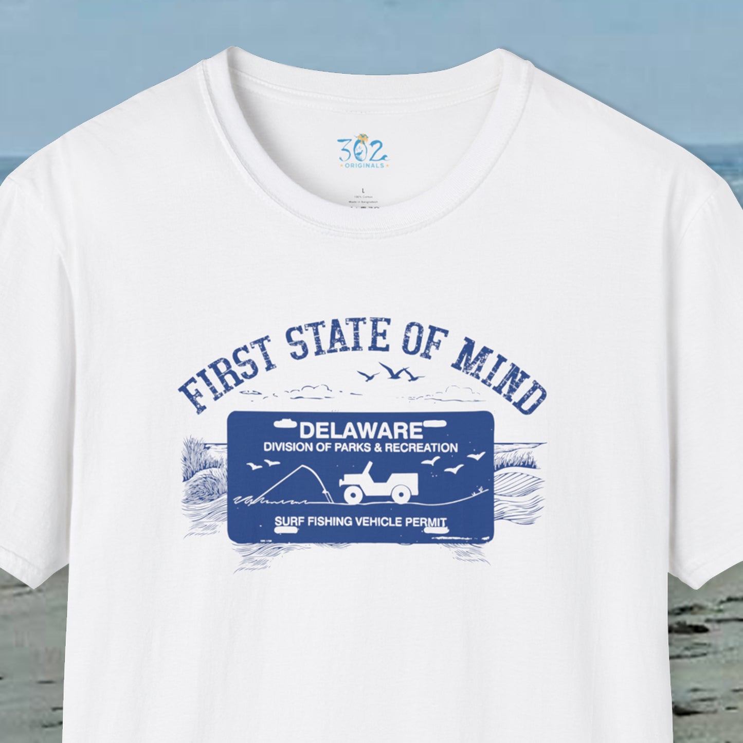 Delaware First State of Mind Surf Fishing Crew Neck Tee