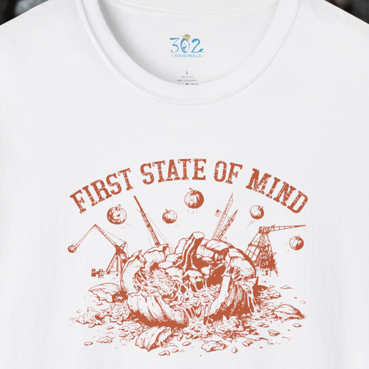 Delaware First State of Mind Pumpkin Chunkin Crew Neck Tee Dark