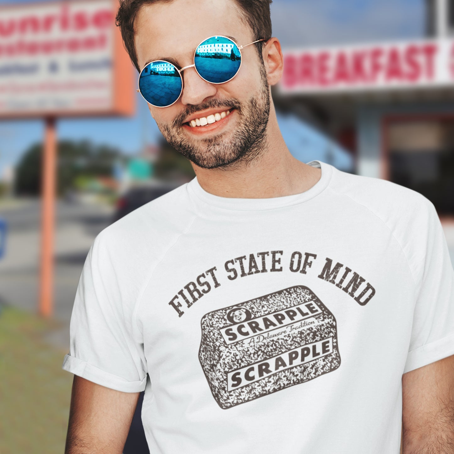 Delaware First State of Mind Scrapple Crew Neck Tee Shirt