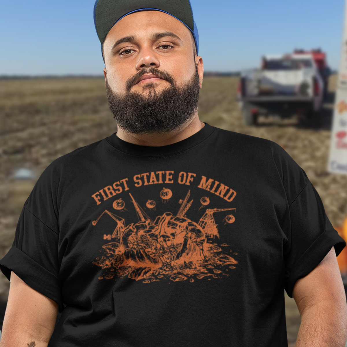 Delaware First State of Mind Pumpkin Chunkin Crew Neck Tee Dark