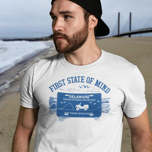 Delaware First State of Mind Surf Fishing Crew Neck Tee