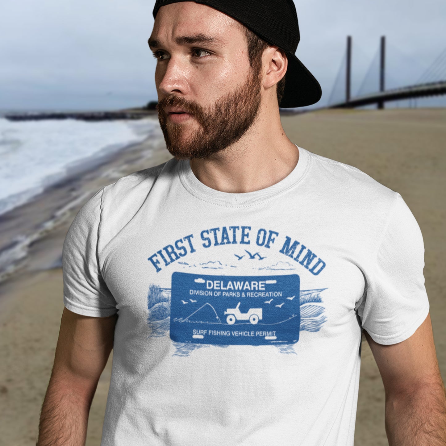 Delaware First State of Mind Surf Fishing Crew Neck Tee