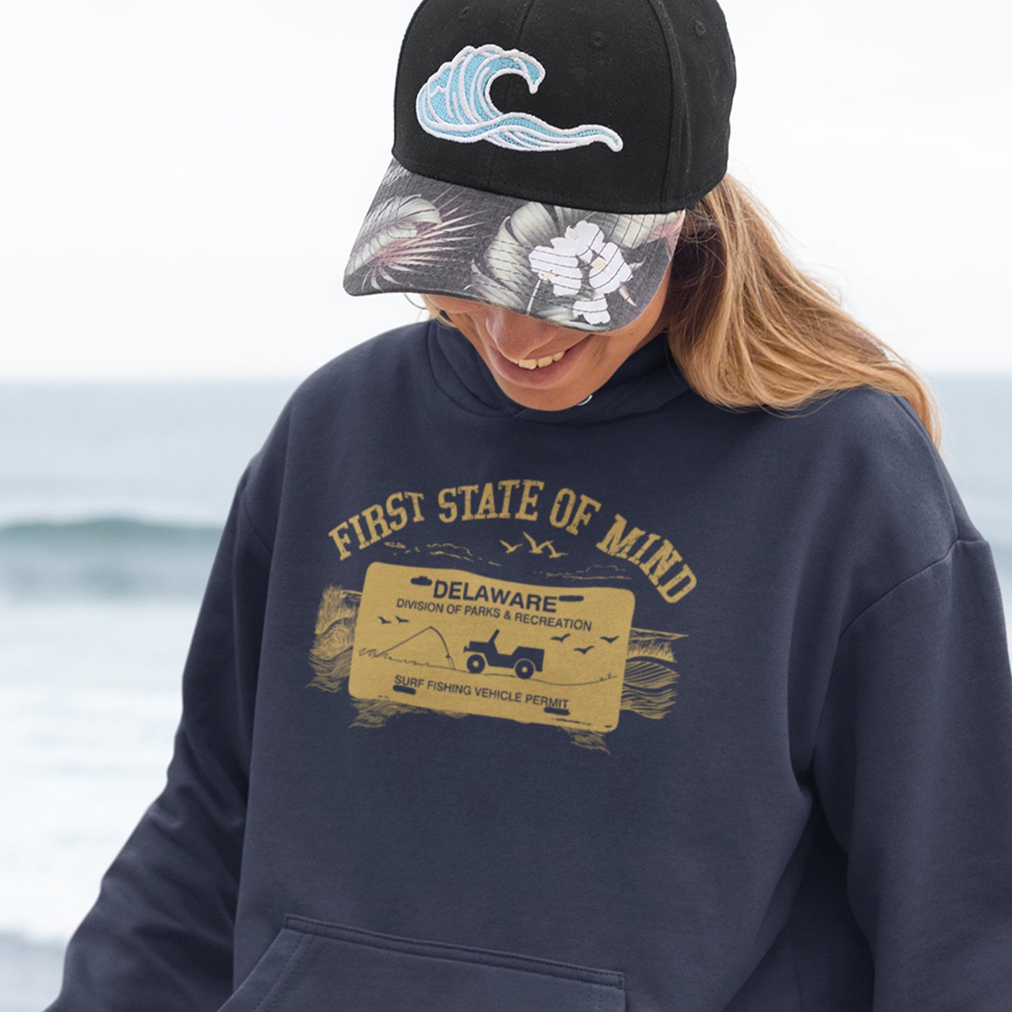 Delaware First State of Mind Surf Fishing Hoodie Dark