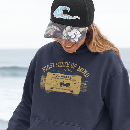 Delaware First State of Mind Surf Fishing Hoodie Dark