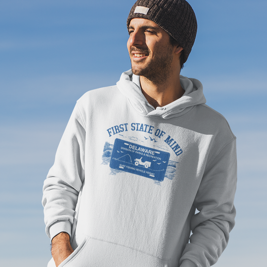 Delaware First State Surf Fishing Hoodie Light Color