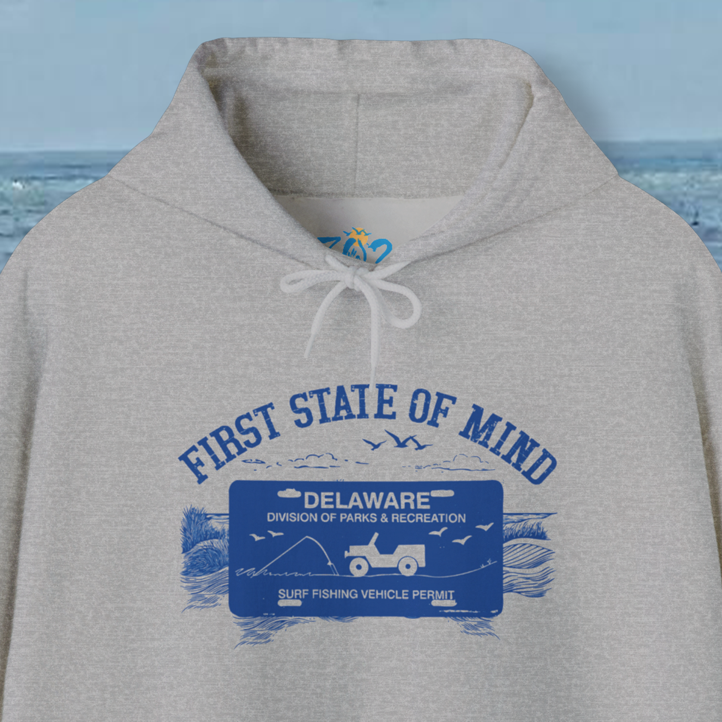 Delaware First State Surf Fishing Hoodie Light Color