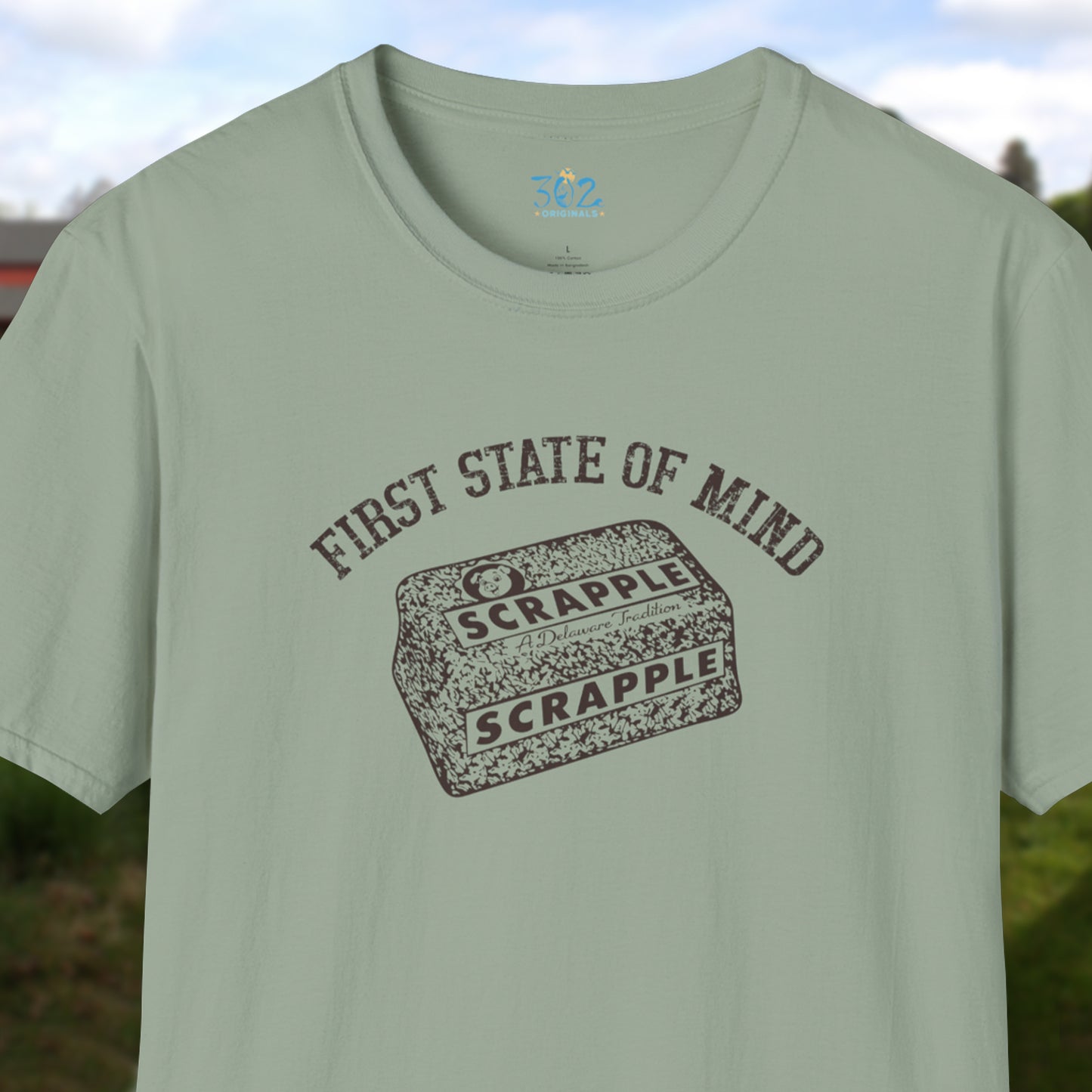 Delaware First State of Mind Scrapple Crew Neck Tee Shirt