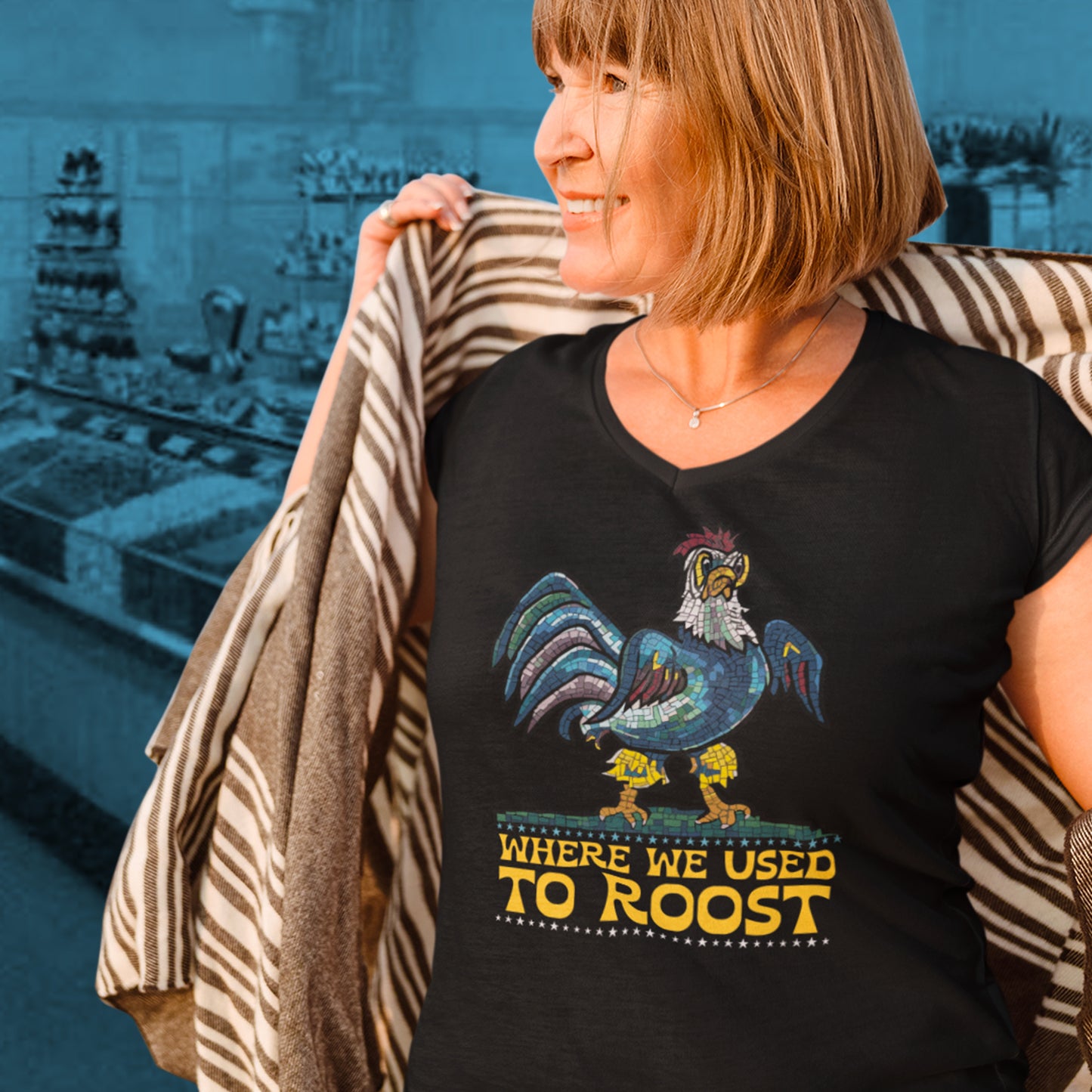 Where We Use To Roost - Delaware Blue Hen Mall Tour V-Neck Tee