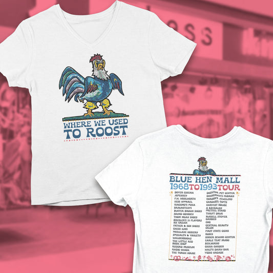"Where We Used To Roost" Delaware Blue Hen Mall Tour V-Neck Tee
