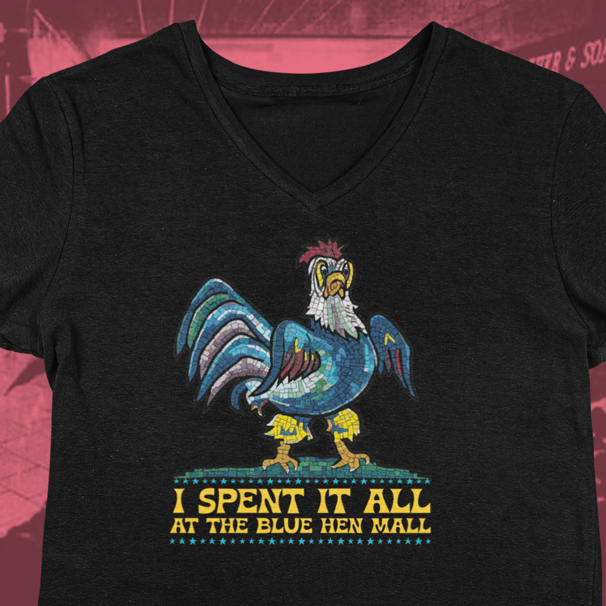 Spent it All - Dover Blue Hen Mall V-Neck Tee
