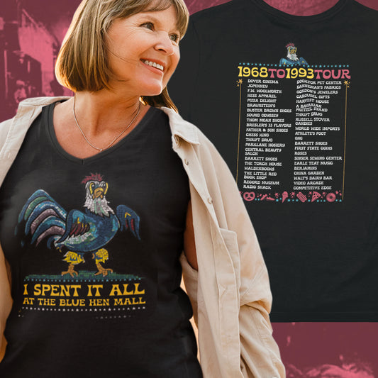 Spent it All - Dover Blue Hen Mall V-Neck Tee