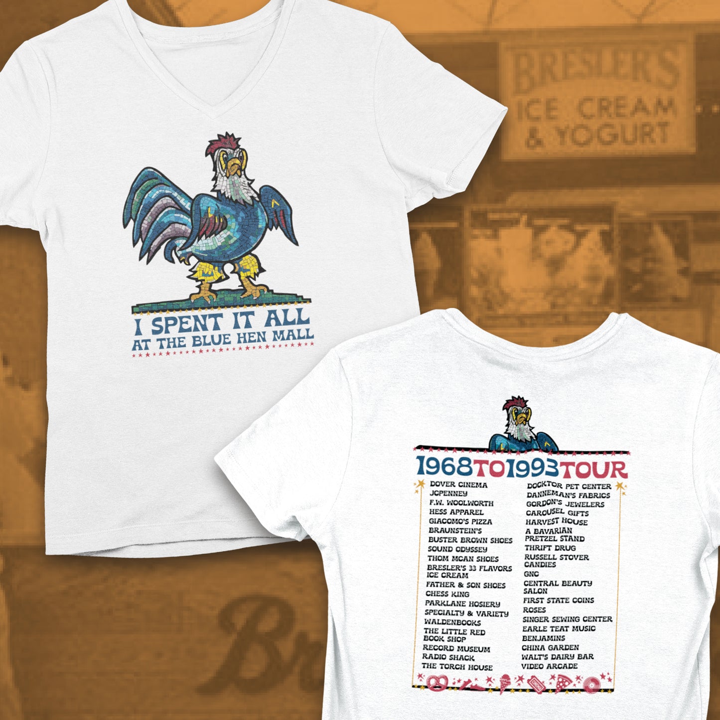 "Spent it all" Blue Hen Mall Tour V-Neck Tee